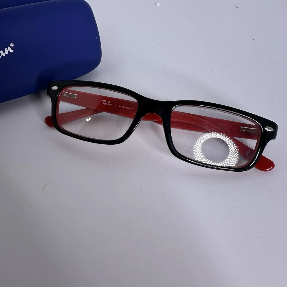 Ray-Ban RB1535 3573 Kids Eyeglasses Frames Black Red‎ Rectangular 48-16-130